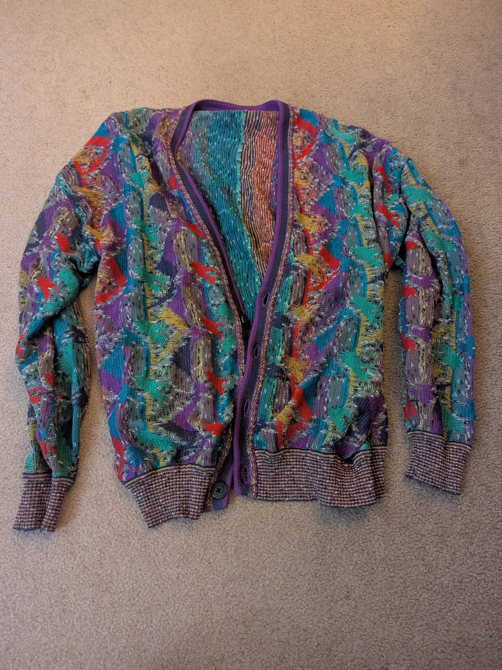 Vintage St. Croix Knits, Multicolor Women's V-Neck Cardigan Sweater